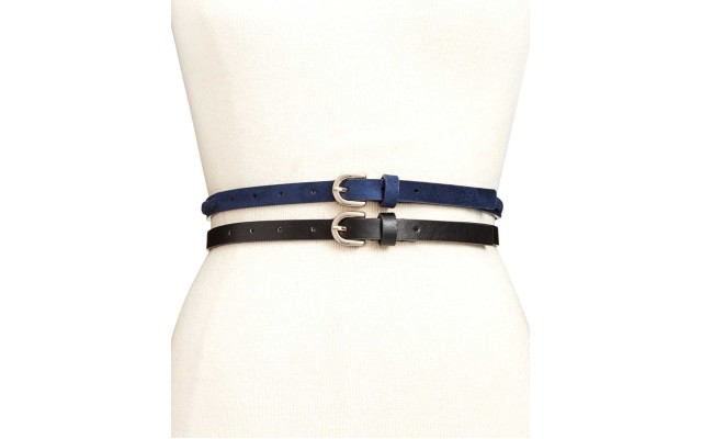 Style & Co Braided Inlay Skinny 2-for-1 Belt (Navy, M)