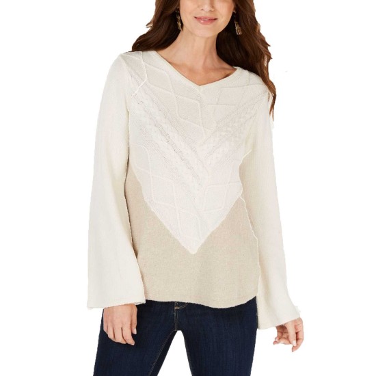Style & Co Colorblocked Sweater (Warm Ivory, L)