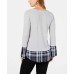 Style & Co Contrasting Hem & Cuff Top (Present Poppy, L)