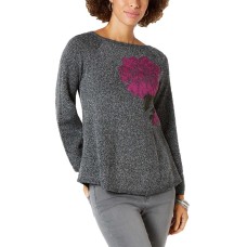 Style & Co Floral Jacquard Sweater (Dark Grey, M)