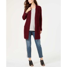 Style Co Mixed-stitch Tweed Duster Card (Scarlet Wine, XL)