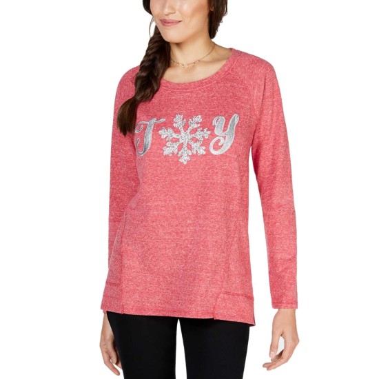 Style & Co Petite Joy Graphic-Print Sweatshirt (Canyon Red, PS)