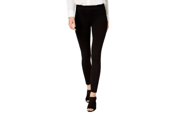 Style & Co Petite Seamed Ponté-Knit Skinny Pants (Deep Black, PM)
