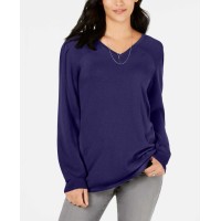 Style & Co Pleated-Sleeve Tunic Sweater (Dark Purple, XS)