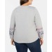 Style & Co Plus Size Cotton Embroidered-Sleeve Sweatshirt