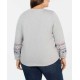 Style & Co Plus Size Cotton Embroidered-Sleeve Sweatshirt
