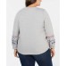 Style & Co Plus Size Cotton Embroidered-Sleeve Sweatshirt