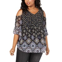 Style & Co Plus Size Floral-Print Tunic (Black, 3X)