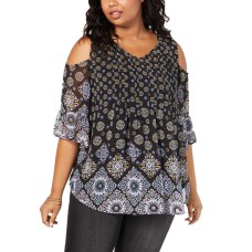 Style & Co Plus Size Floral-Print Tunic (Black, 3X)