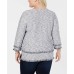 Style & Co Plus Size Space-Dyed Fringe-Trim Top (Gray, 1X)