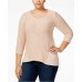 Style & Co Plus Velvet-Scarf Sweater (Peony Blush, 3X)