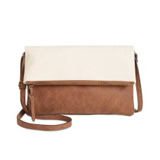 Style & Co Printed Flap Canvas Crossbody (Tan Brown)