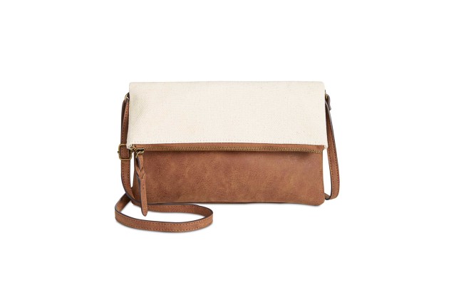 Style & Co Printed Flap Canvas Crossbody (Tan Brown)