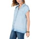 Style & Co Raw-Hem Seam-Striped Shirt (Ice Wash, L)