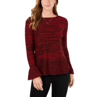 Style & Co Ruffle-Trimmed Pullover Sweater (Dark Red, Large)