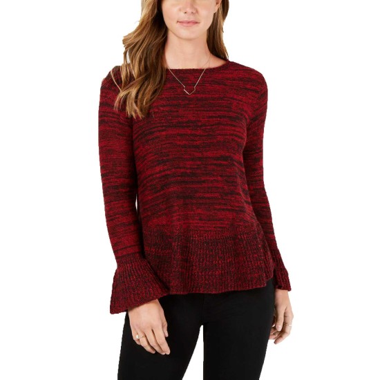 Style & Co Ruffle-Trimmed Pullover Sweater (Dark Red, Large)