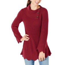 Style & Co Scallop-Edge Sweater (Kanyon Red,PL)