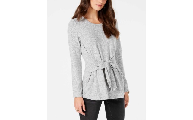 Style & Co Tie-Front Tunic (Gray, 2XL)