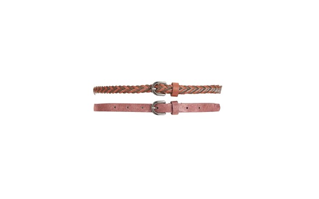 Style & Co. Women's 2 for 1 Braided & Shimmer Skinny Belts