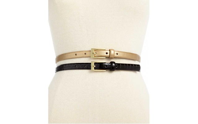 Style & co. Women's 2 for 1 Croco Patent Belt