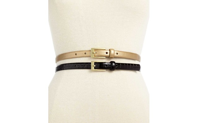 Style & co. Women's 2 for 1 Croco Patent Belt
