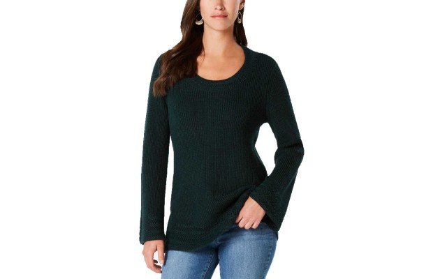  Women’s Flare-Sleeve Contrast-Border Sweaters