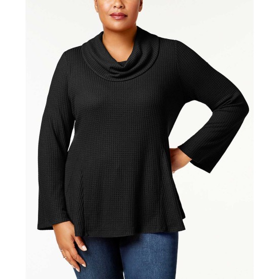 Style & Co Women's Plus Size Cowl-Neck Bell-Sleeve Pullover Blouse Tops