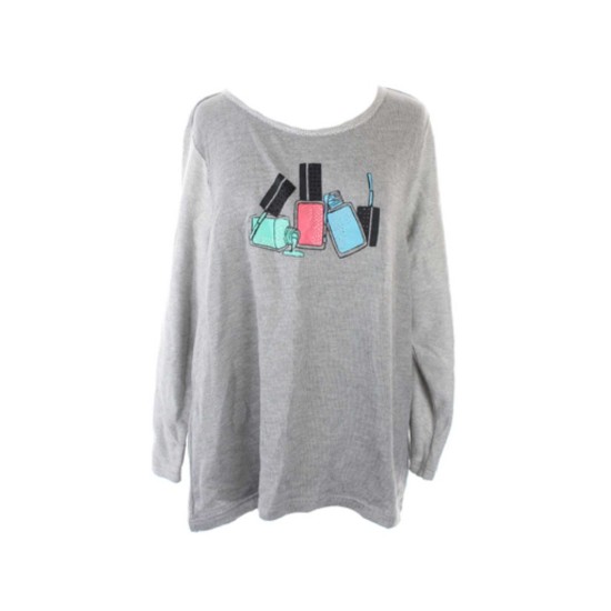 Style & Co Women’s Print Design Sweater (Grey, 1X Plus)