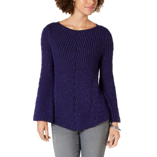 Style & Co. Women's Ribbed And Cabled Fitted Sweater