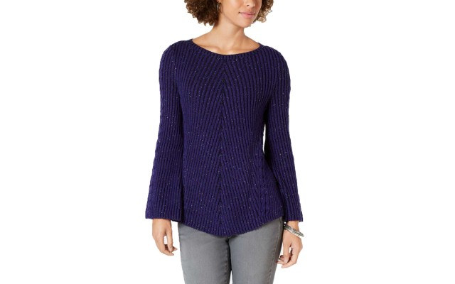 Style & Co. Women's Ribbed And Cabled Fitted Sweater