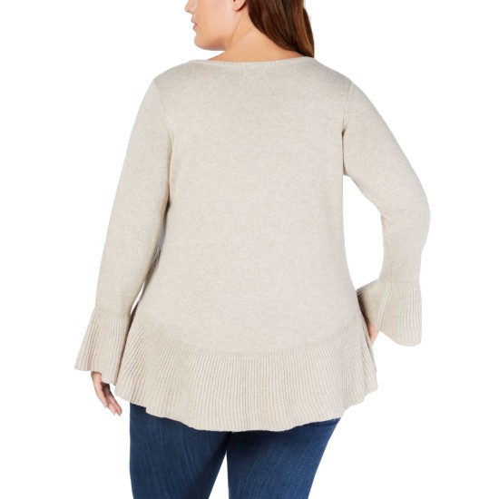 Style & Co. Women’s Ruffled Sweater (Light Beige, 2X)