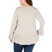 Women’s Ruffled Sweater (Beige, 2X)