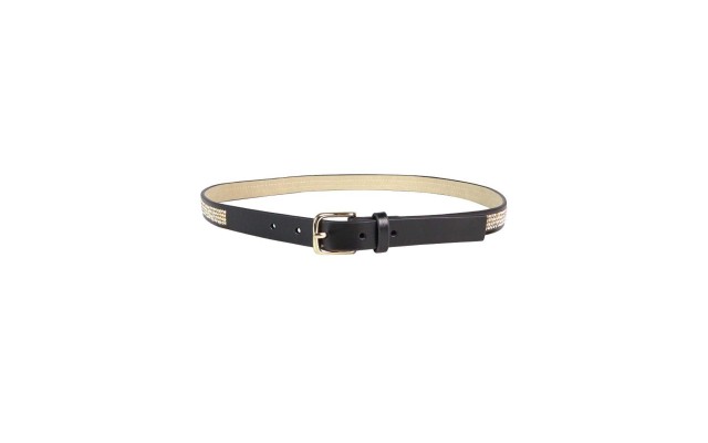 Style & Co. Women’s Silver Gold Diamond Rhinestone Inlay Faux Belt Black Large