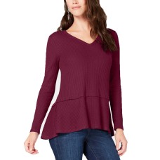 Style & Co. Women's V-neck Thermal Blouse Shirt Tops
