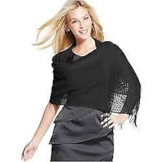 Style & Co. Women’s Woven Metallic Crochet Wrap Black