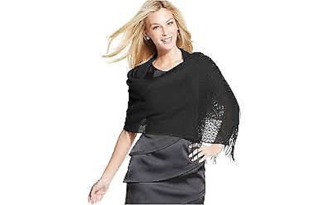 Style & Co. Women’s Woven Metallic Crochet Wrap Black