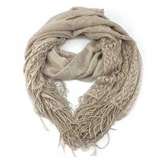 Style & Co. Women’s Woven Metallic Crochet Wrap Scarf Champagne