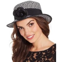 SUMMER Nine West Black White Boater Hat Black White Tweed 4543-968