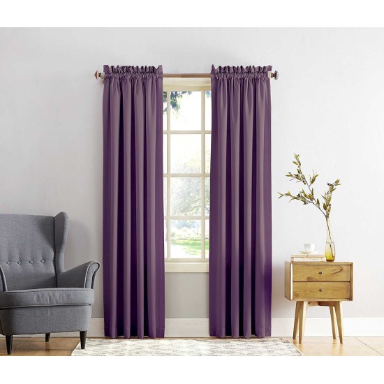 Sun Zero Barrow Energy Efficient Lichtenberg Rod Pocket Single Curtain Panel, 54″ x 95″, Plum Purple