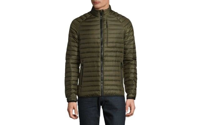  Core Down Quilted Jacket (Beige/Haki, Medium)