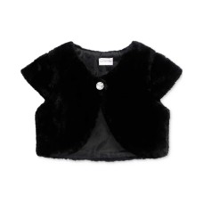 SWEET HEART ROSE Faux-Fur Shrug, Little Girls Black 6/6X