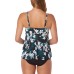 Womens Garden Confetti Underwire Babydoll Tankini Top (Black, 8)