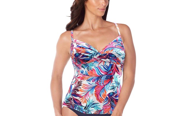  Women's Sienna Printed Underwire Wrap Tankini Tops