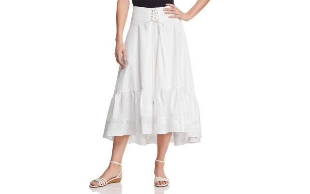  Irena Ruffled Midi Skirt (White, 12)