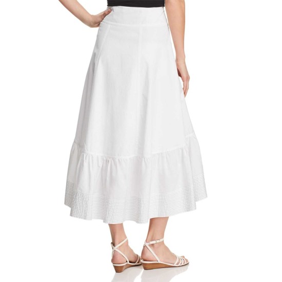  Irena Ruffled Midi Skirt (White, 12)