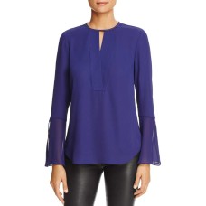 T Tahari Women's Brigitta Crepe Bell Sleeves Blouse Shirt Tops