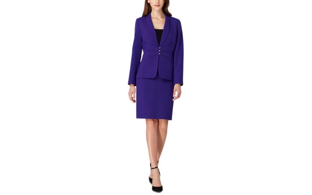  Petite Three-Button Suit Jacket (Purple, 2)