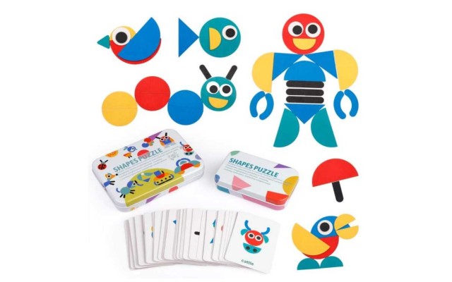 Tangram Wooden Jigsaw Puzzles for Little Kids & Babies, Cartoon Puzzle Set, Cognitive Development Toys for Kids, Baby Einstein Games, Montessori Wooden Educational Game for 2+, Imagination Games