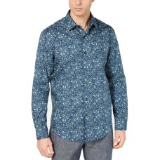 Tasso Elba Men’s Baroque Paisley Shirt (Blue, L)