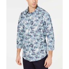 Tasso Elba Men’s Floral Graphic Shirt (Blue, 14-14 1/2/S)